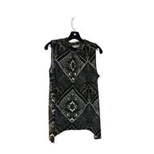 Carol Rose Black and Green high neck sleeveless blouse